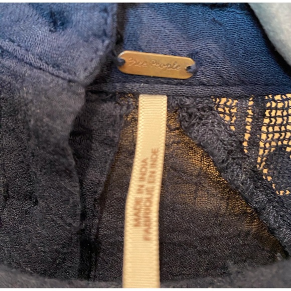 Free People Navy Lace and Ruffle Top, Size XS - Picture 2 of 5